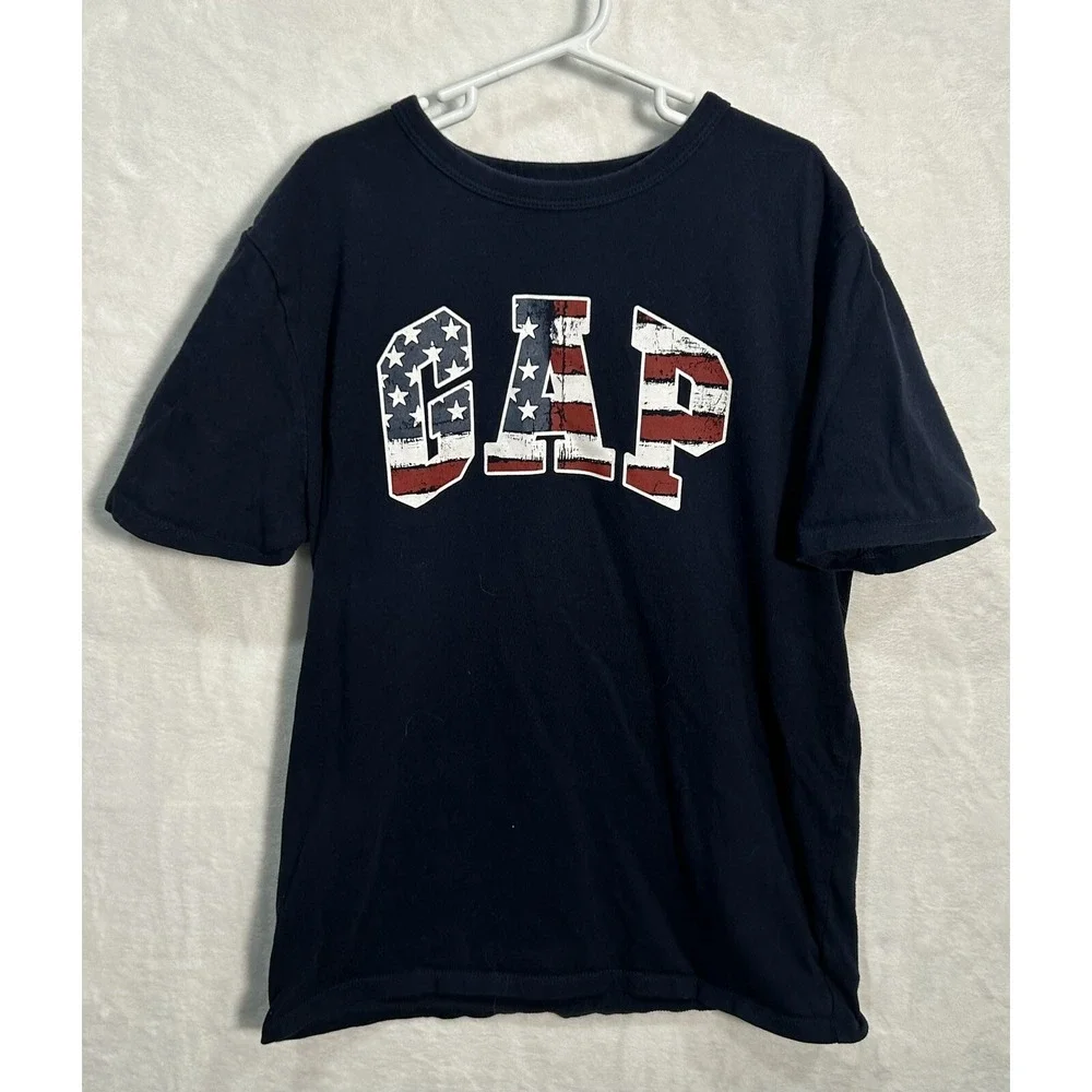 Gap Fourth‎ Of July Shirt Red White Blue USA Flag T-shirt Youth Kids XXL 12-14